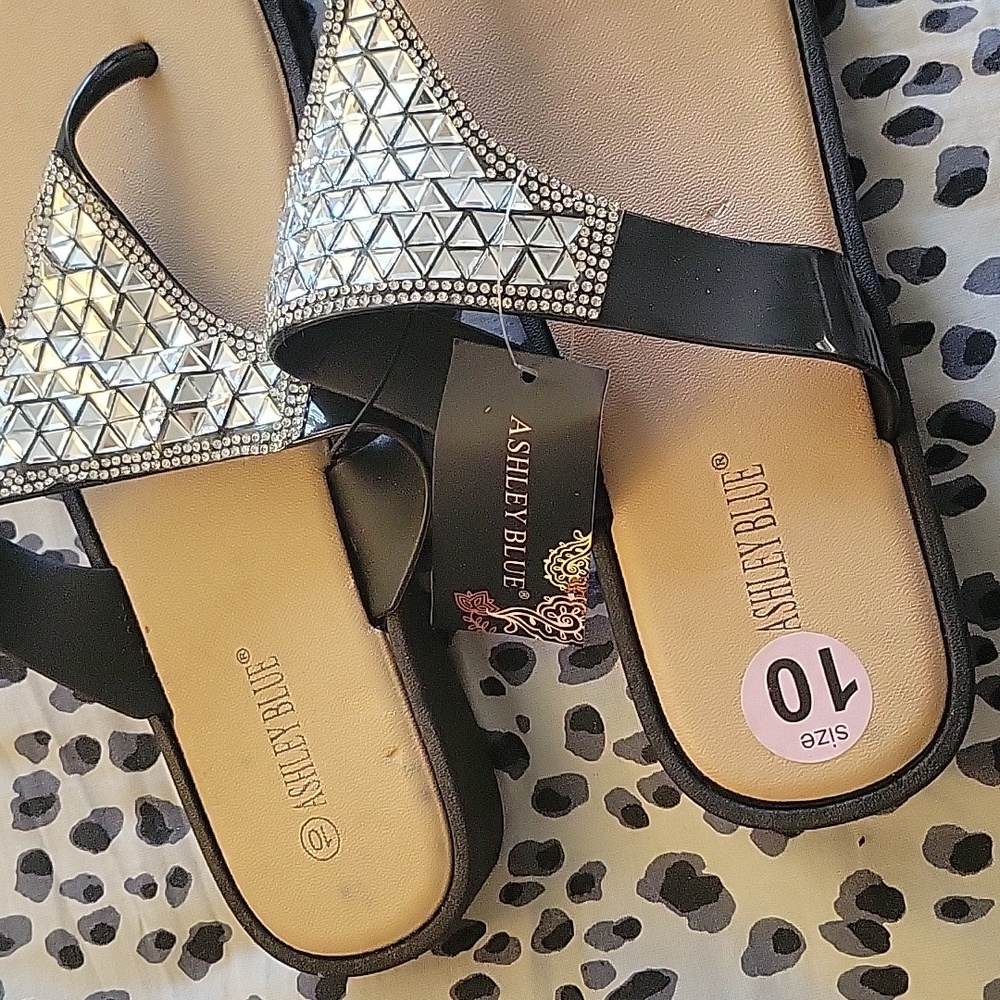 NWT New Ashley Blue bling sandals - Picture 2 of 6